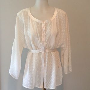 Apostrophe Peplum Top Off White  14-16 Sheer